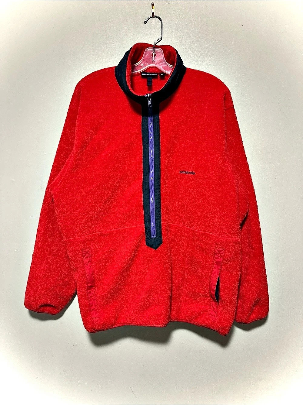 Rare 1989 Vintage Patagonia Synchilla Snap-T Pullover Red Fleece Jacket Size XL